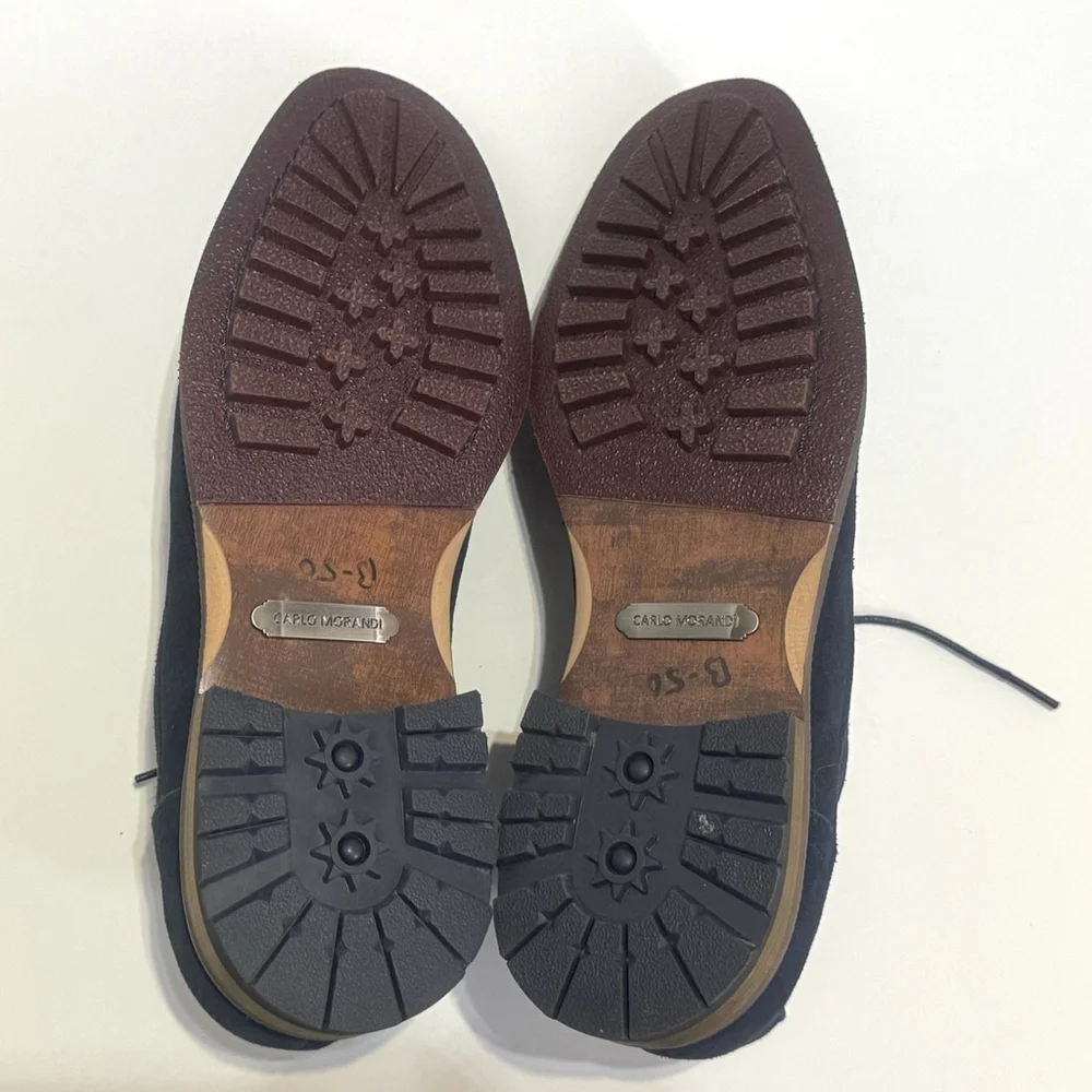 New Carlo Morandi Tony Oxford Suede Leather Shoes Size:10D Men DeepNavy Cap Toe